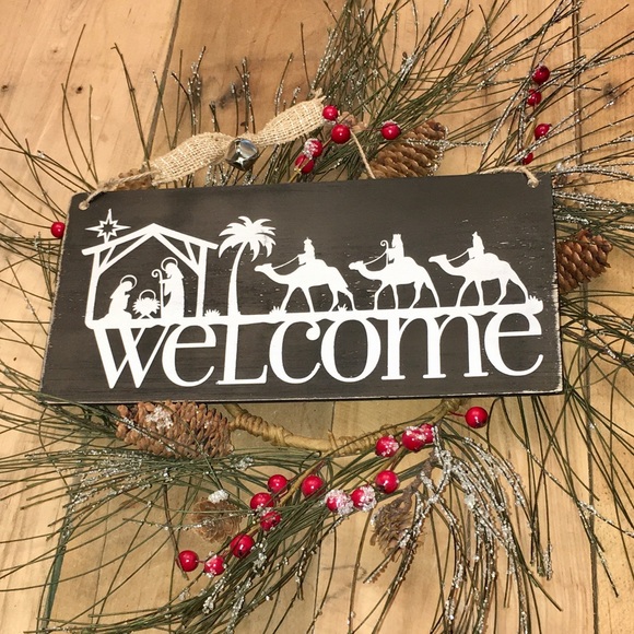 Summers at Stella’s Other - 🛒2/$30🛒 Welcome Nativity Handcrafted Wood Sign